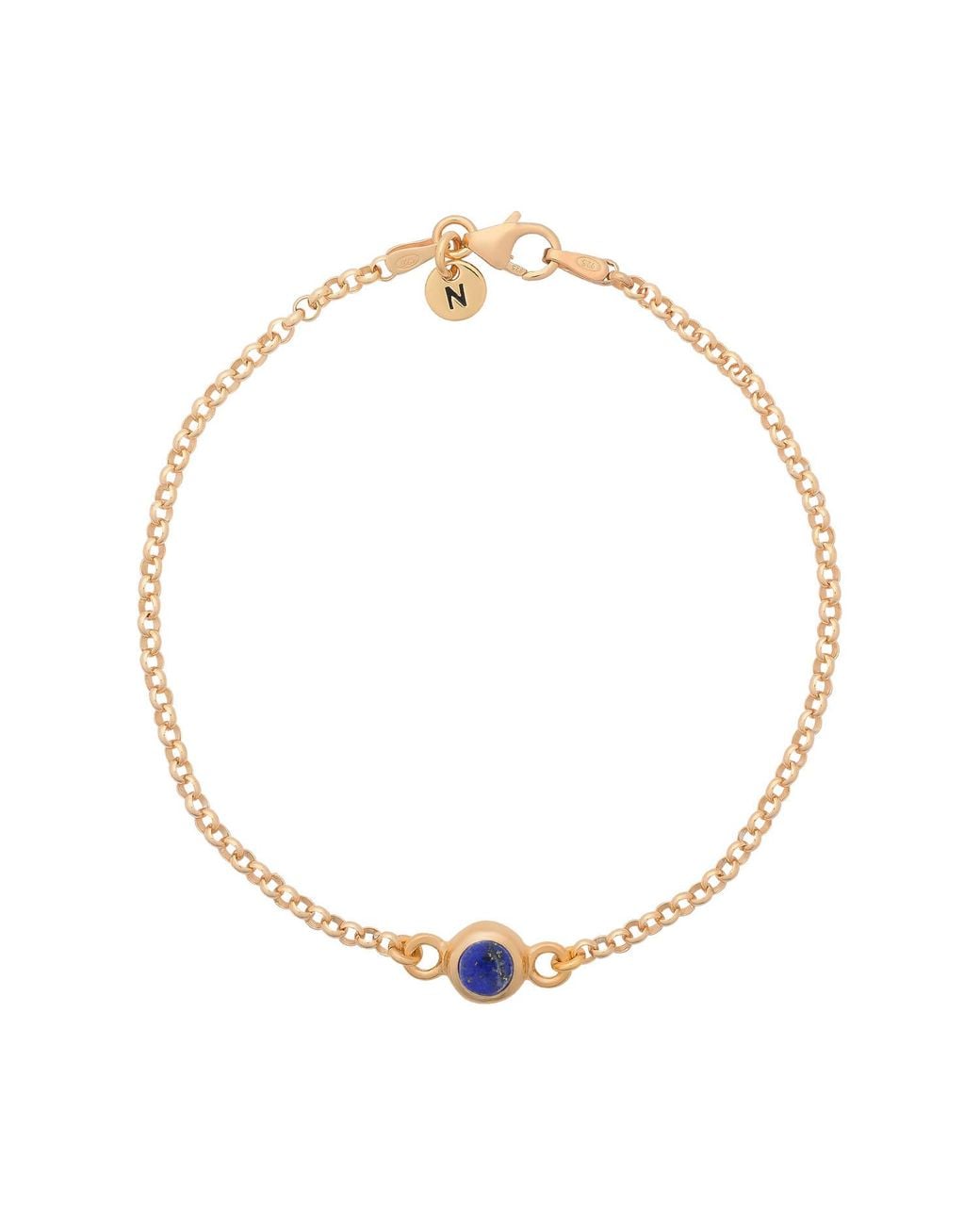 Nellou Jewellery Metallic Lapis Birthstone Gem Dot Bracelet Plated Sterling- September