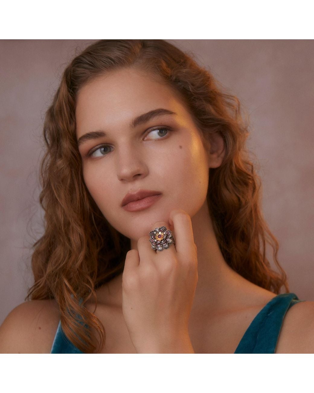 Emma Chapman Jewels Metallic Ruby Pearl Petal Ring