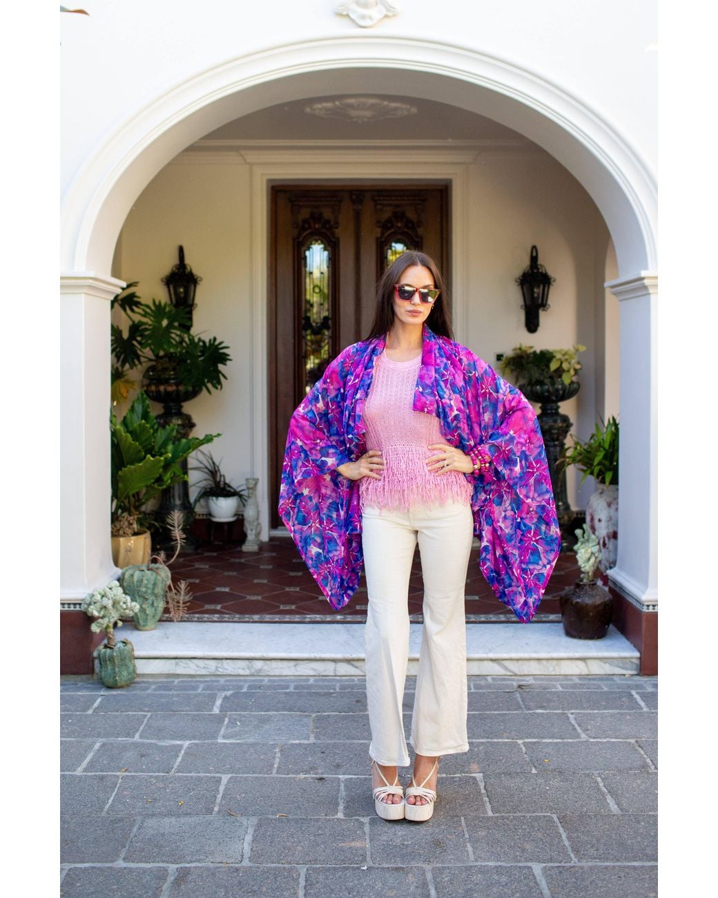 Jennafer Grace Purple Cassandre Watercolor Kimono