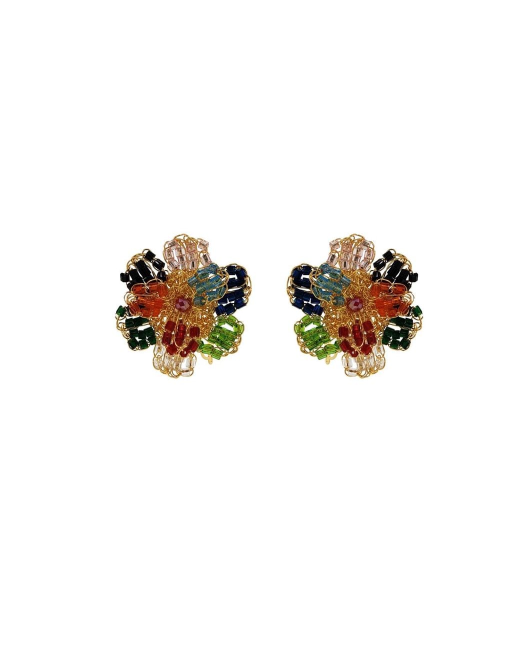 Lavish by Tricia Milaneze Metallic Aster Post Handmade Crochet Earrings