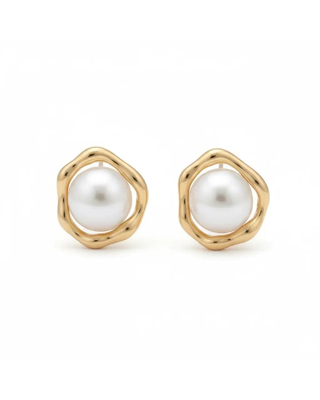 Angel Barocco Metallic Freshwater Round Pearl Stud Earrings