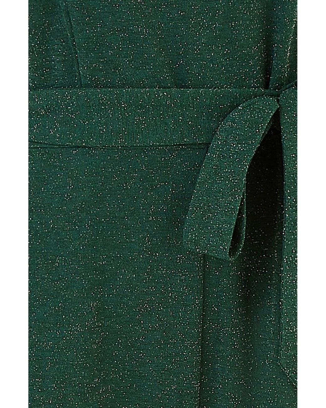 Yumi' Green Sparkle Stretch Bardot Jumpsuit