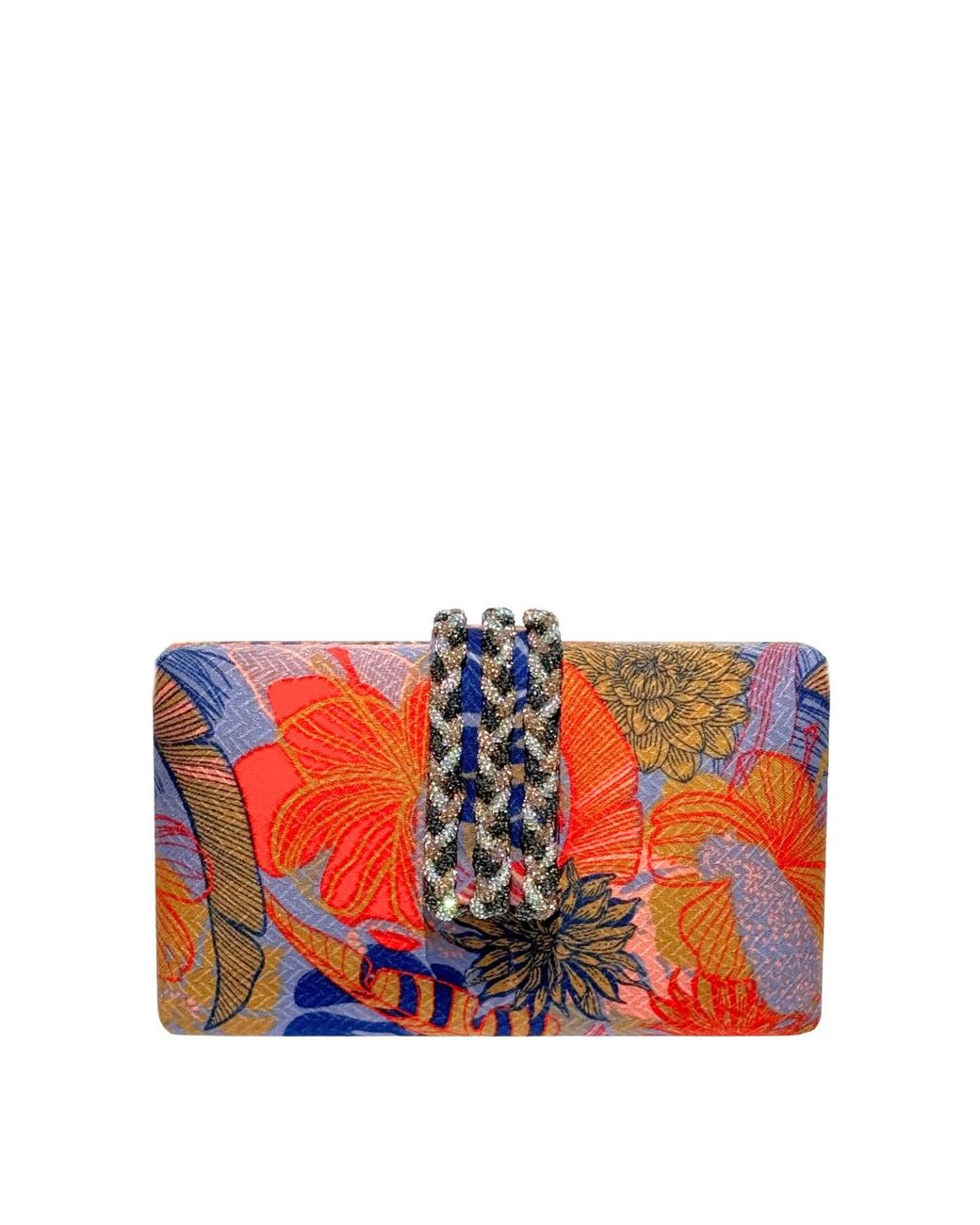 Simitri Red Saffron Braided Fringe Clutch