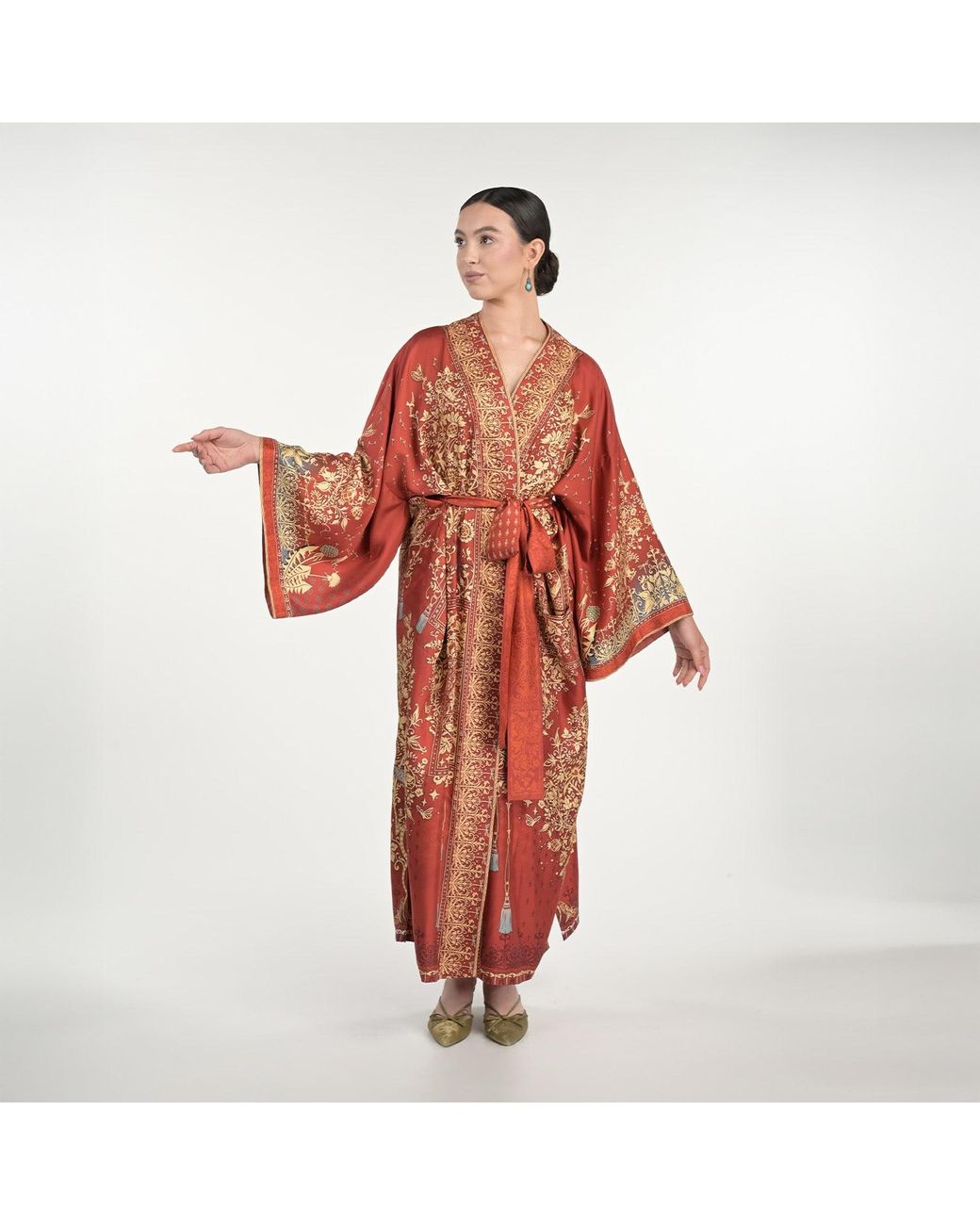 Silk&Soul Red Tree Of Life Silk Robe