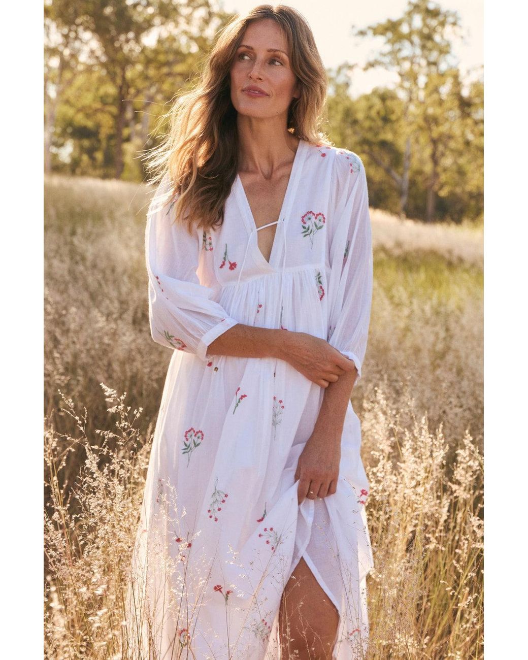 Adrift Clothing White Cairo Boho Dress