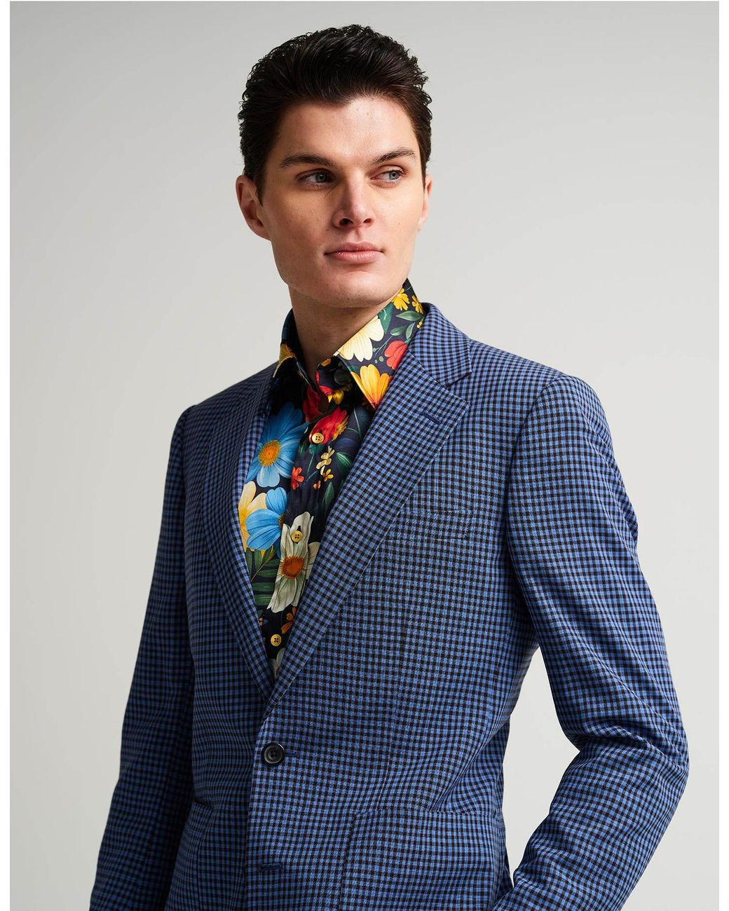 Gresham Blake Blue Gingham Jacket for men