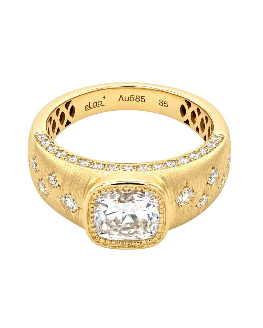 Artisan Metallic 14K Lab Grown Diamond Cushion Statement Ring