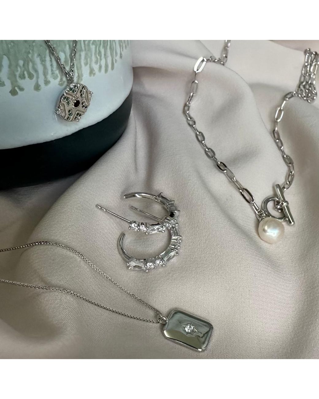 Clemence Wren Metallic Geometric Gemstone Pendant Necklace