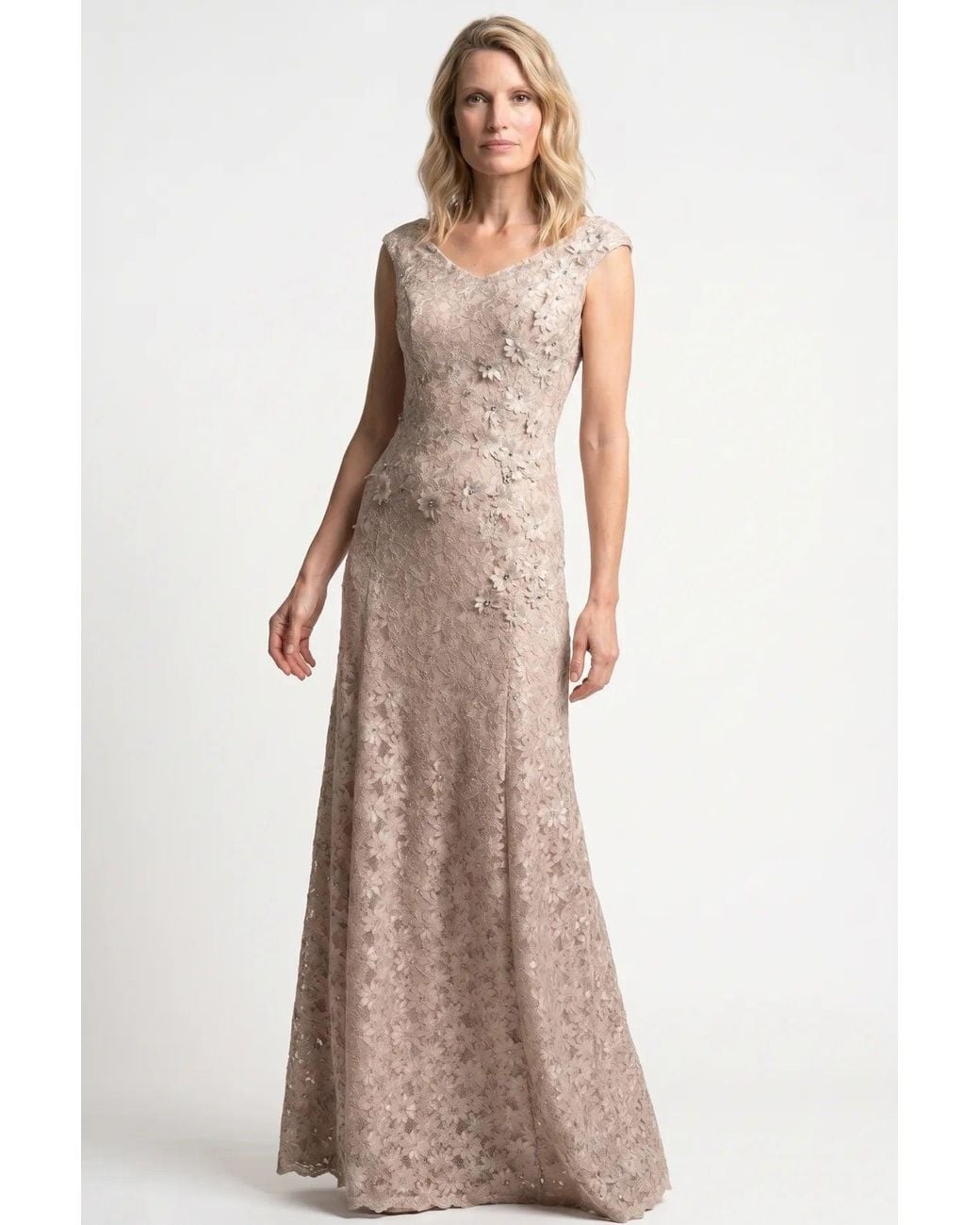 Luna Fashion House Natural Neutrals Maxi Lace Gown, Bruna