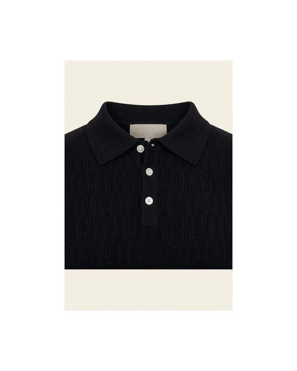 Ron Tomson Black Short Sleeve Textured Polo Shirt for men