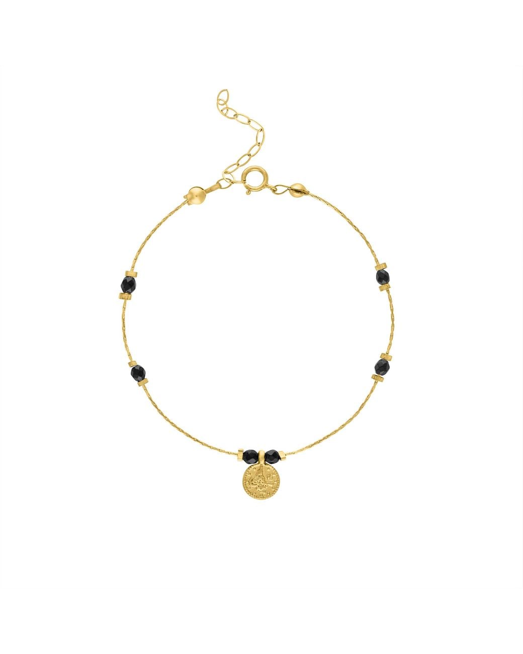 Olivia Le Metallic Journey Agate Beaded Bracelet With Coin