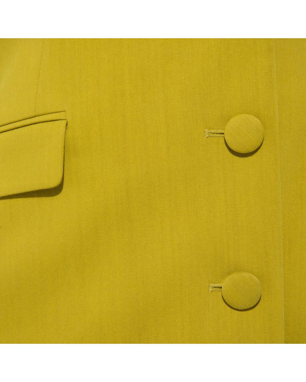 Femponiq Yellow Draped Sleeved Tailored Blazer Dress