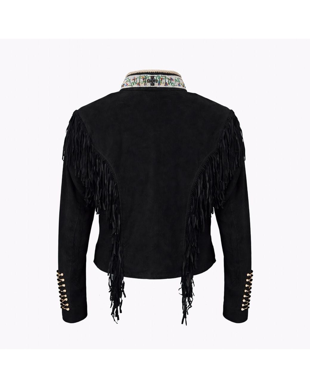 Zasta Studio Black Warrior Suede Leather Jacket With Fringes