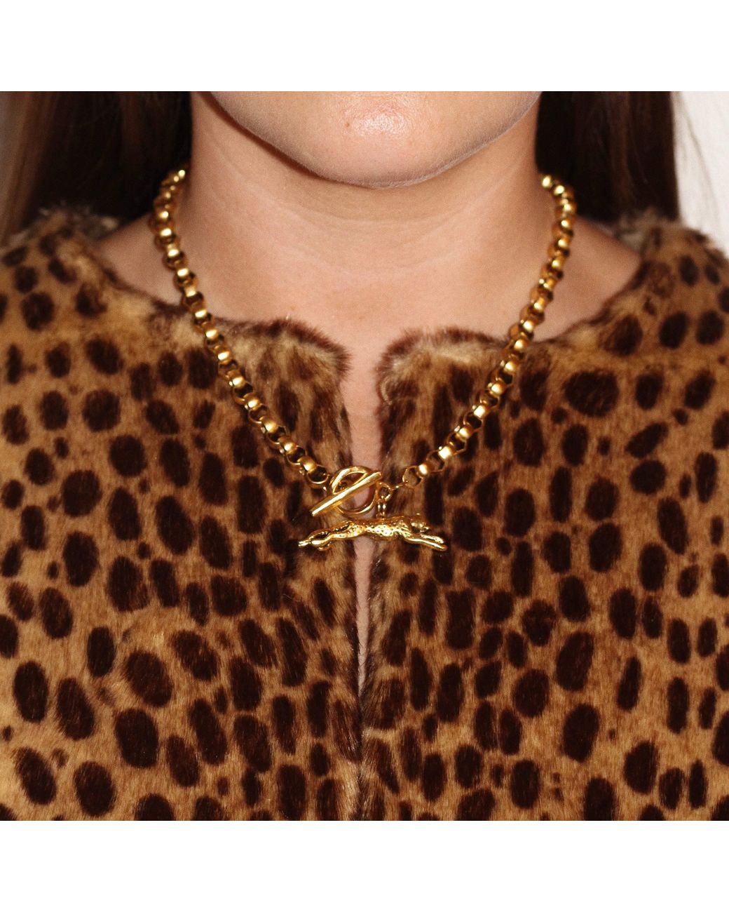 Sccollection Metallic Roxy Cheetah Necklace