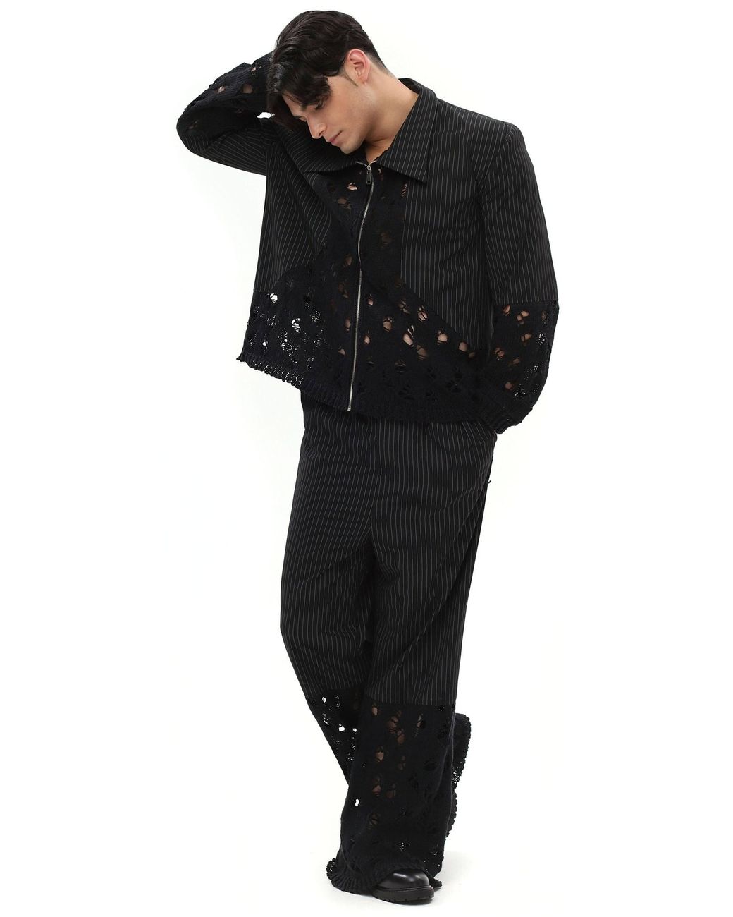 Maison Bogomil Black Split Code Trousers for men