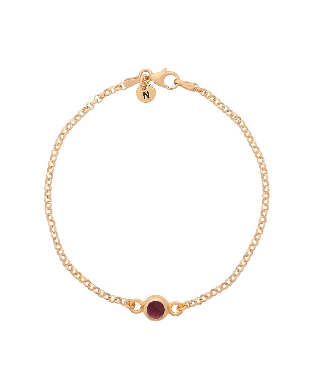 Nellou Jewellery Metallic Garnet Birthstone Gem Dot Bracelet Plated Sterling