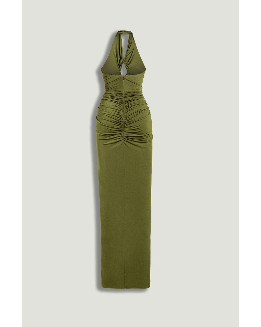 Nocturne Green Neutrals Cut-Out Halter Maxi Dress