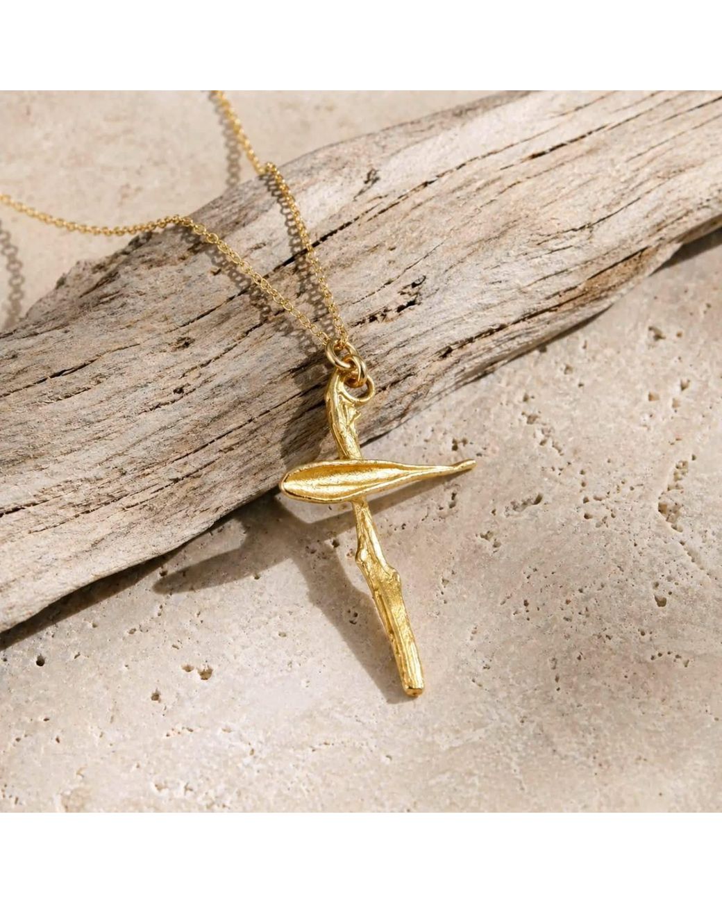 Mother Nature Jewelry Metallic Cross Necklace, Handmade Leaf Pendant