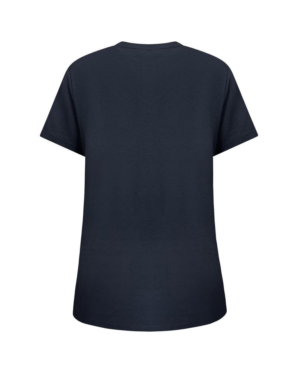 Perlavera Blue Titi Solid Cotton Spandex Short Sleeve Length V-Neck T-Shirt