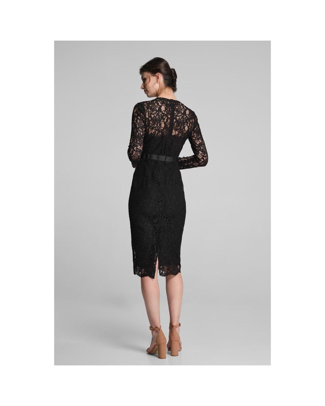 Rumour London Chiara Long Sleeve Lace Dress in Black | Lyst