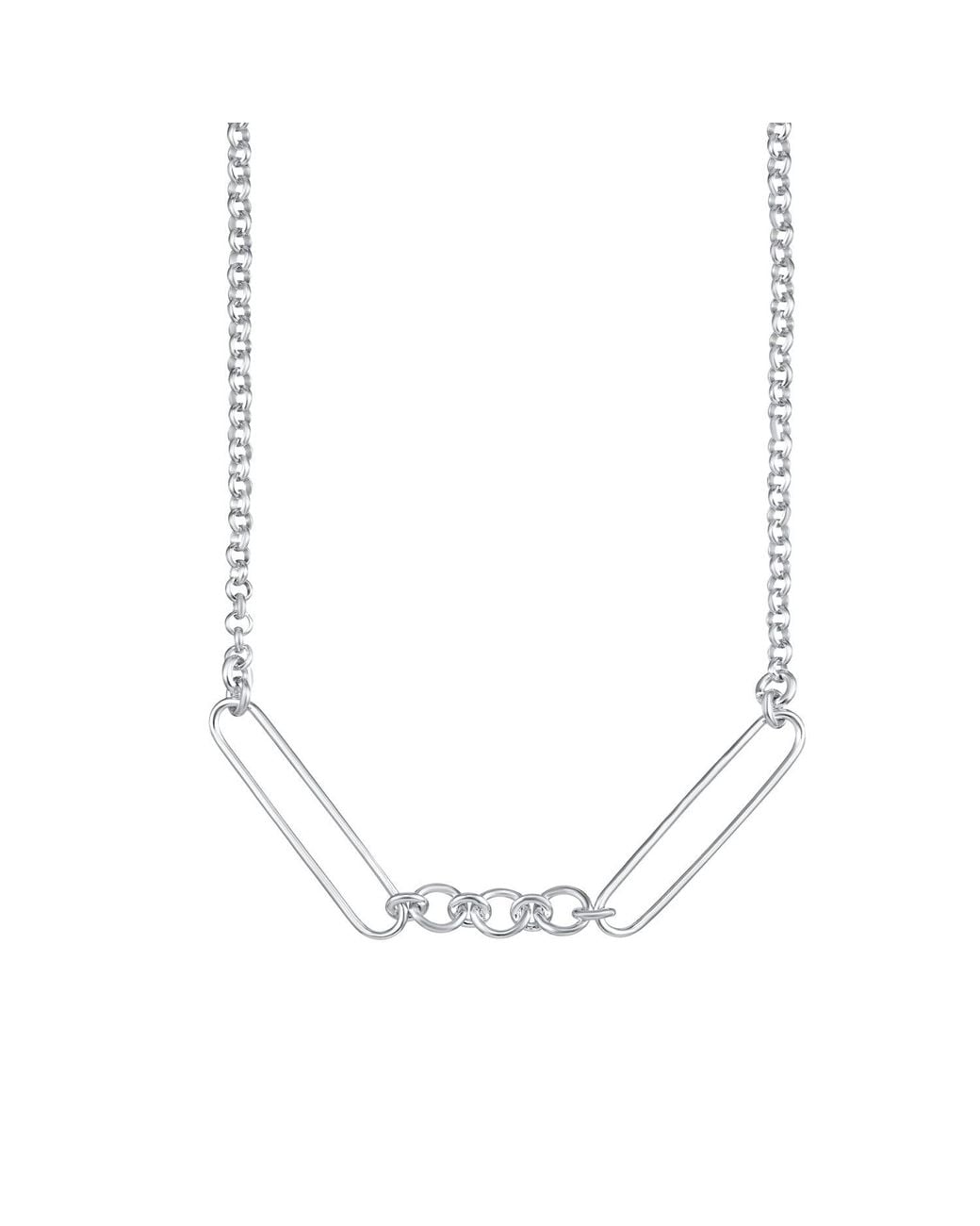 Lily Charmed Metallic Sterling Mixed Link Charm Collector Necklace