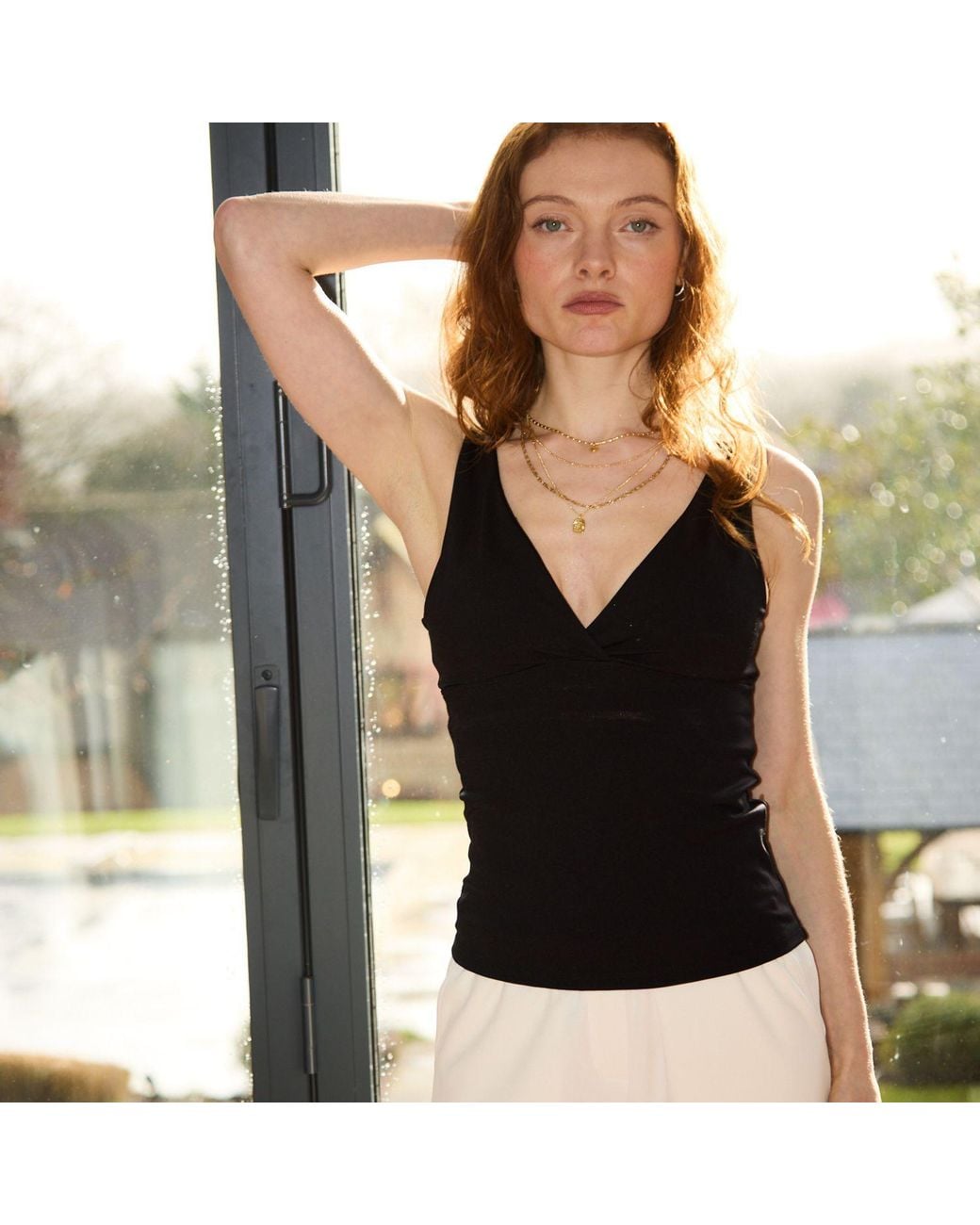 Mamu Dream Black Soft-Sculpt Stretch Wrap Top