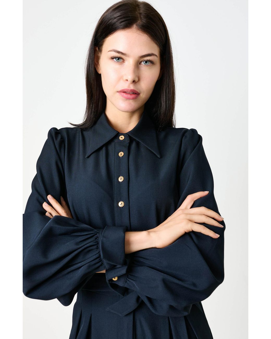 Louche Blue Yves Long Sleeve Jumpsuit