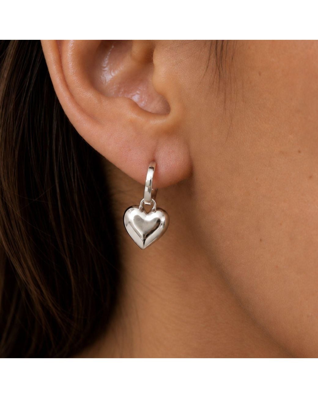 Cier Metallic Huggie Heart Drop Earrings