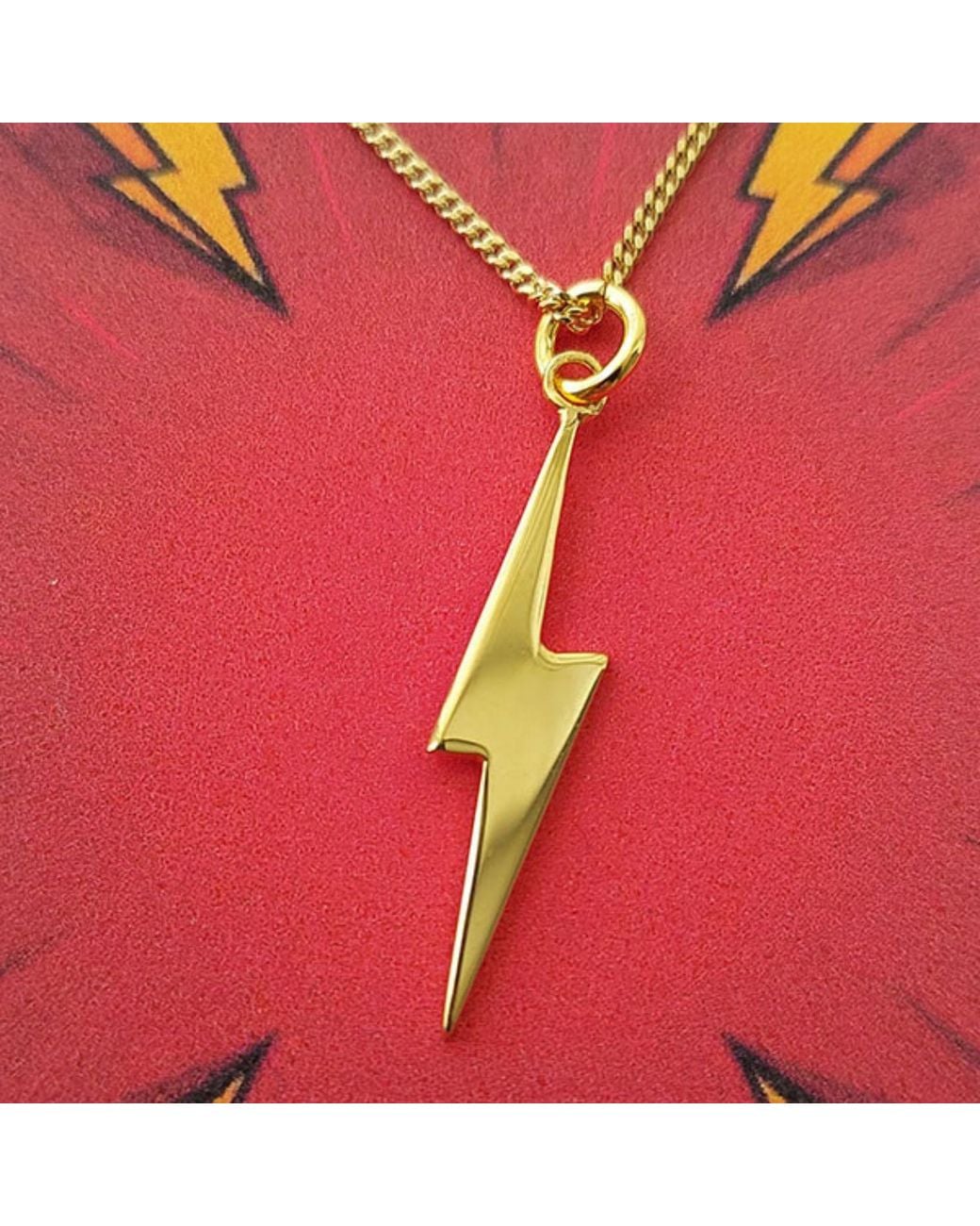 Edge Only Metallic Mini Pointed Lightning Bolt Pendant 18Ct Vermeil