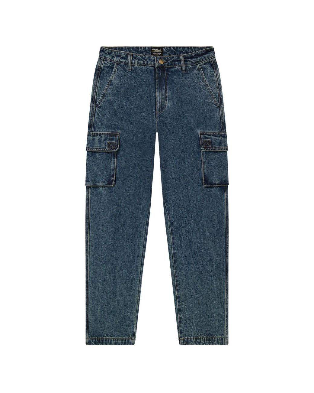Wesc Blue Denim Cargo Pants for men