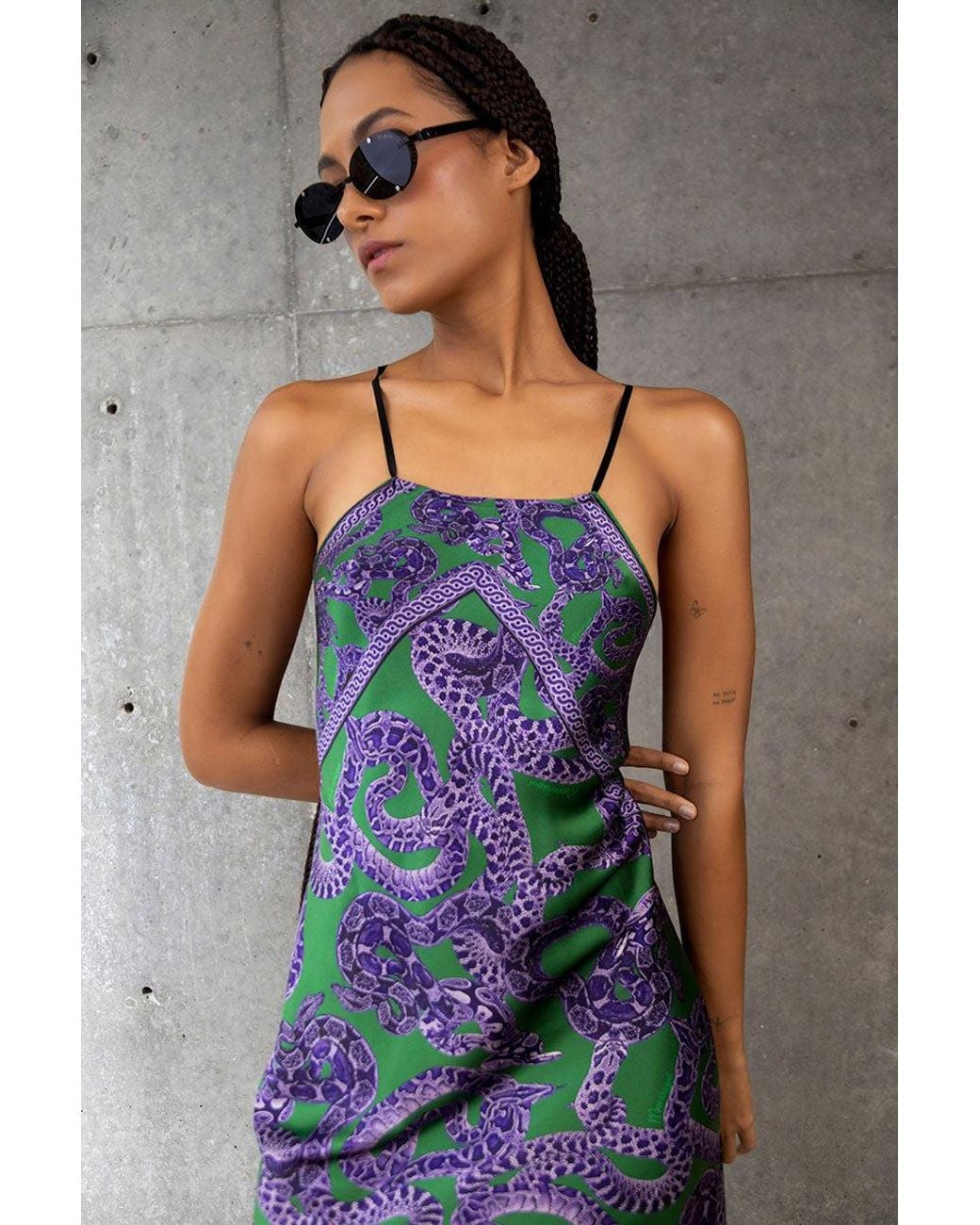 Monzlapur New York Blue Silk Snake Scarf Dress