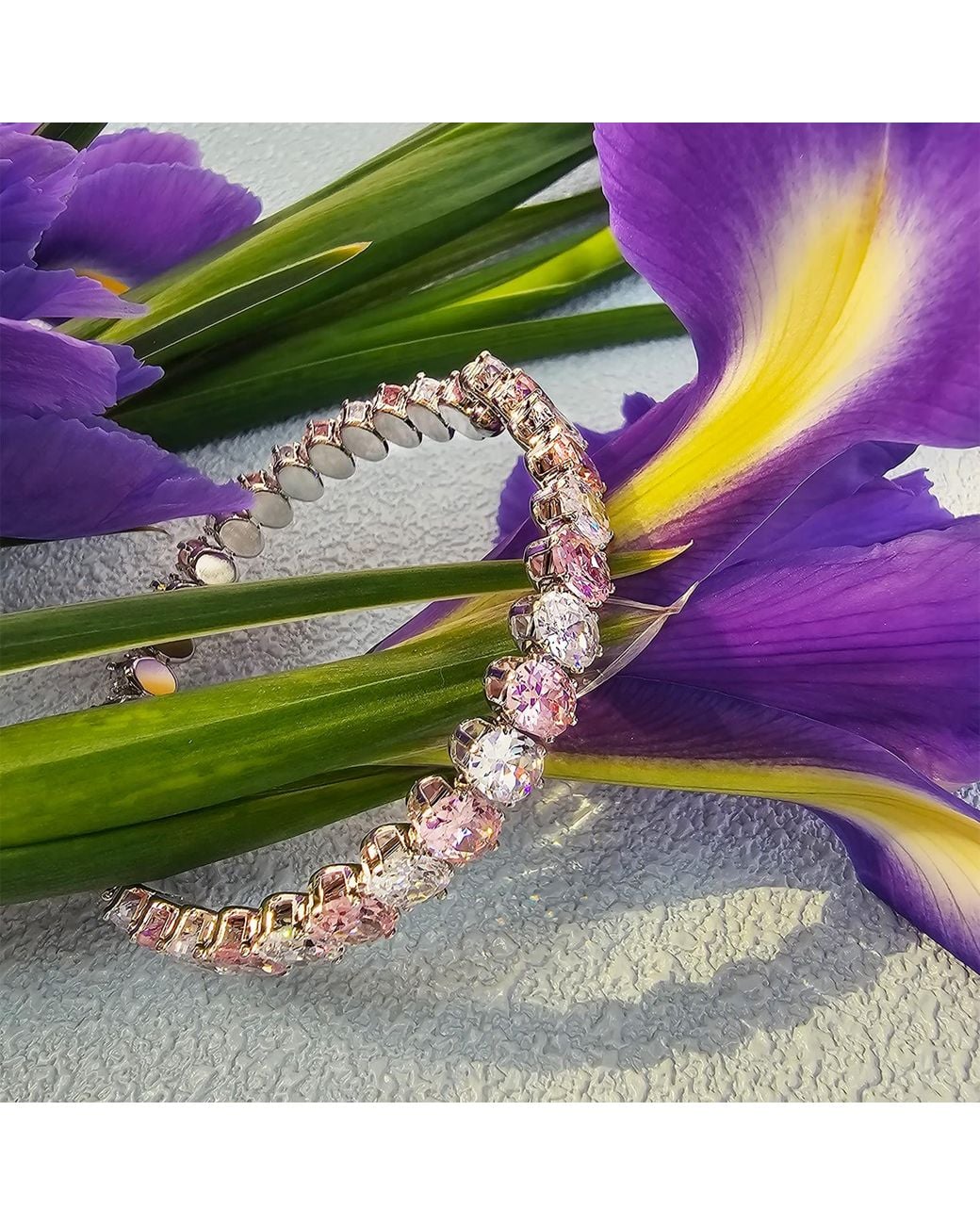 Farra Pink And Zircon Stone Tennis Bracelet