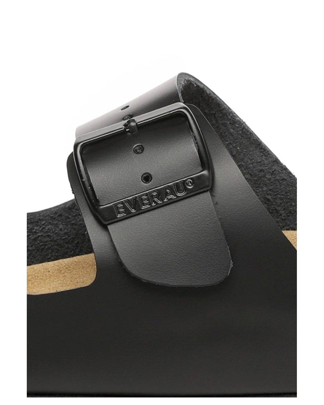 EverAu Australia Black Duck Leather Twin Buckle Sandals for men