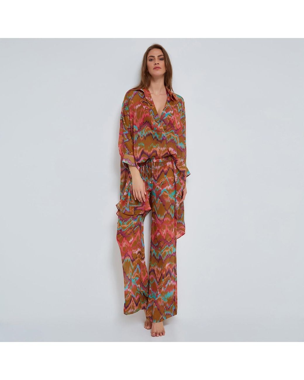 N'Onat Brown Chiffon Beach Trousers
