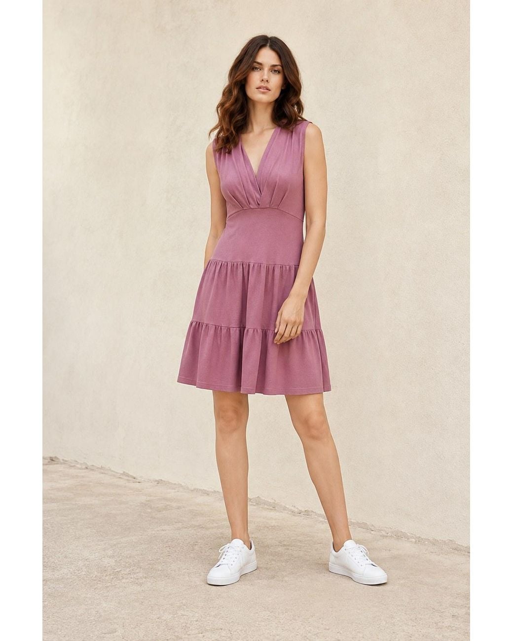 Conquista Purple Dusty Rose Sleeveless Jersey Dress