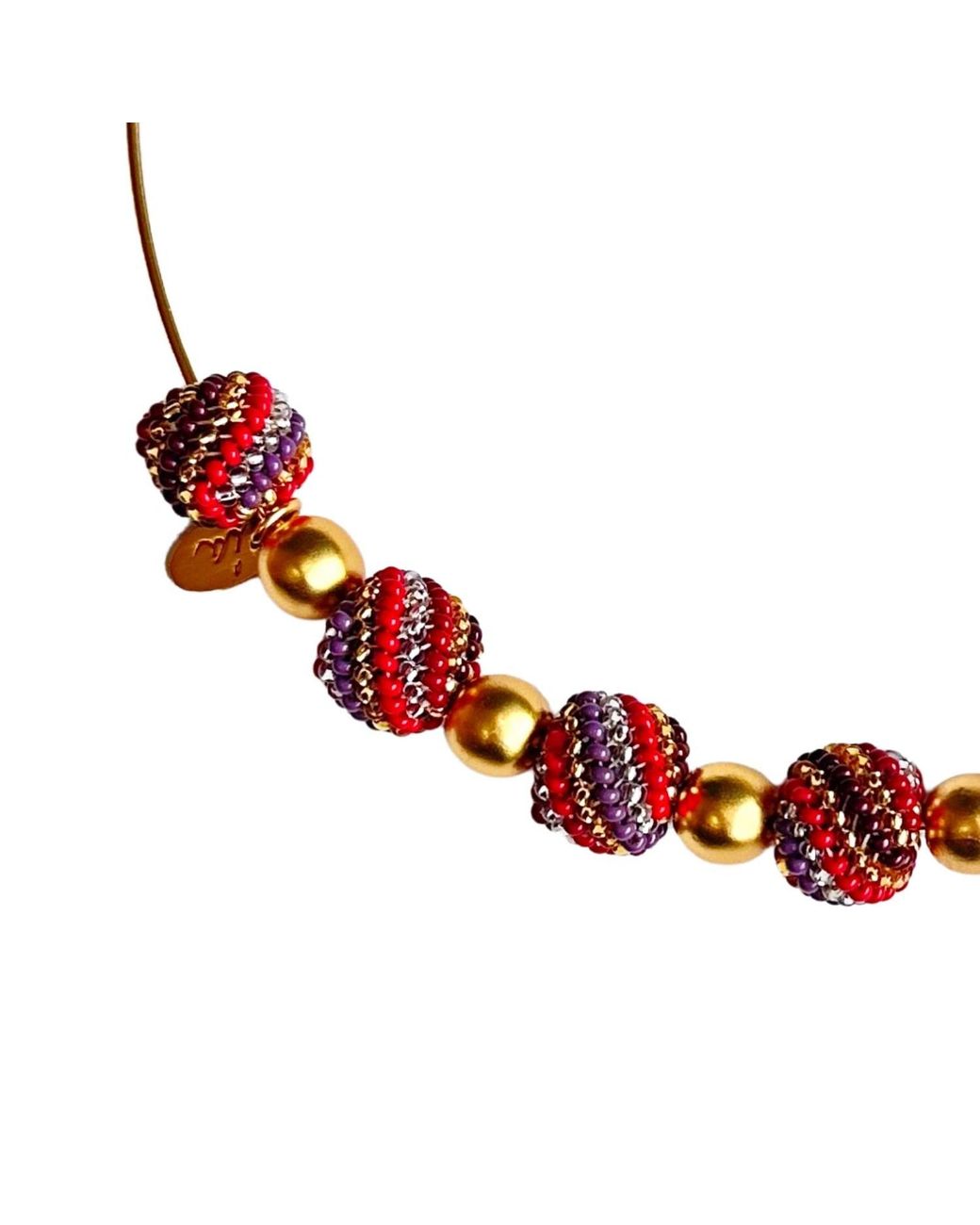 Iliana Arrazola Metallic Magic Ball Necklace, Glass Beads, Beaded Jewelry
