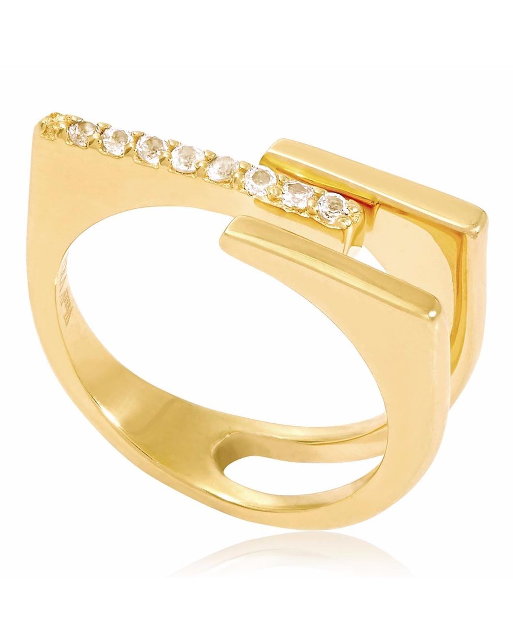 Neola Design Metallic Neringa Stacking Ring With Topaz