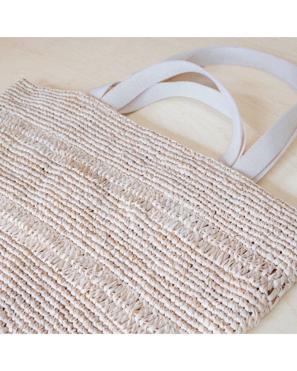LIKHÂ Natural Neutrals Handwoven Raffia Tapered Tote Bag – Poste Weave Stripes