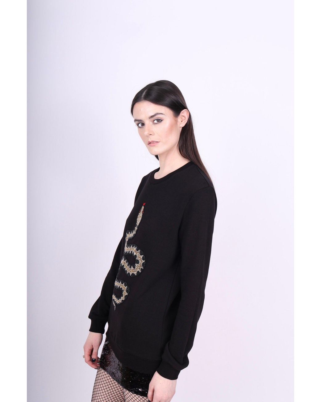 Any Old Iron Black Beaded Snake Sweatshirt for men