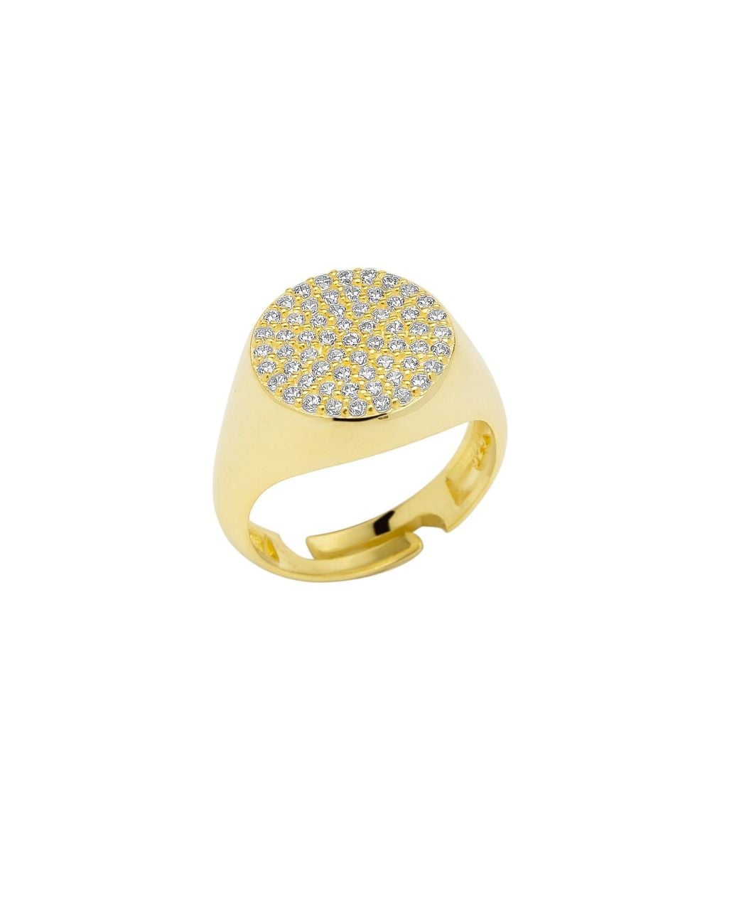 Spero London Metallic Sterling Round Pave Signet Ring