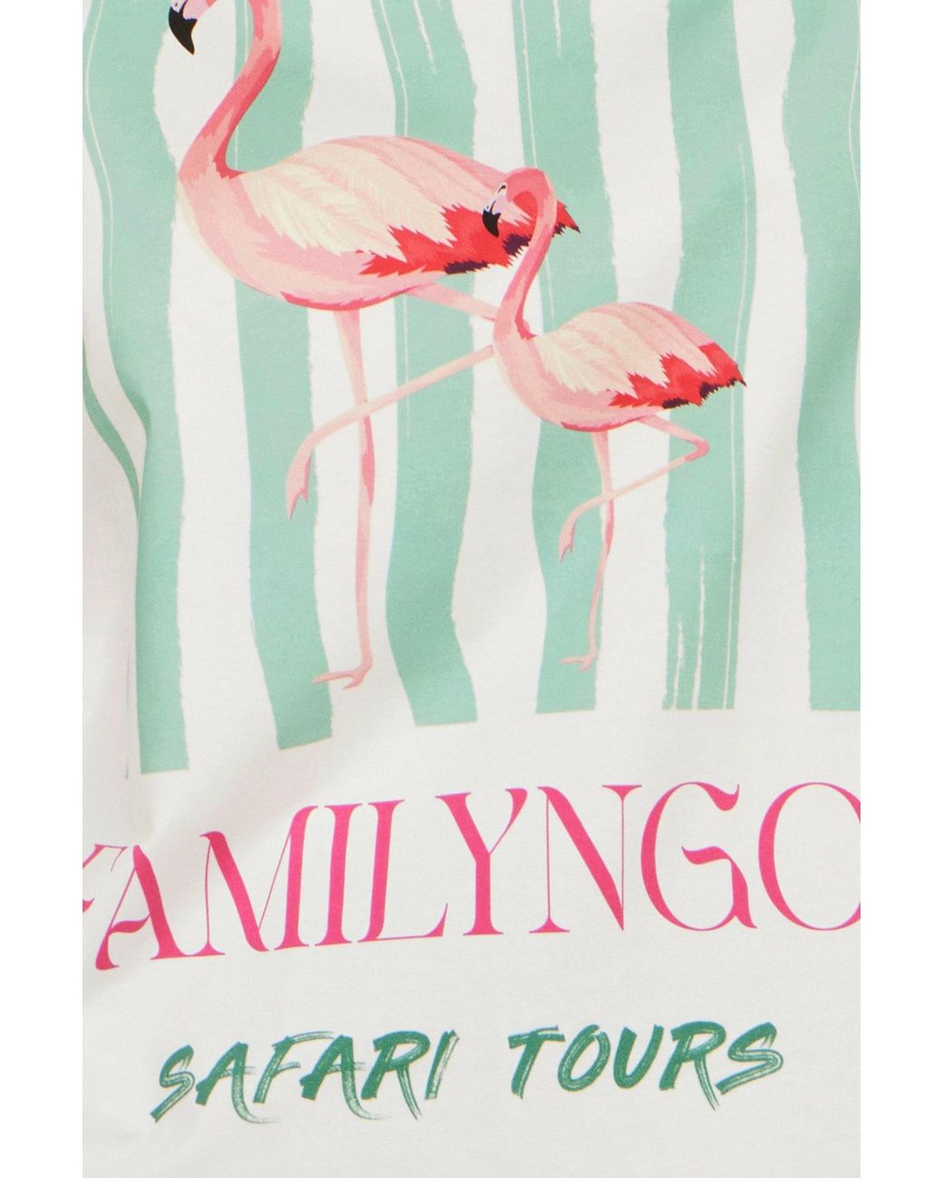 Yumi' White Retro Relaxed Flamingo Cotton T Shirt