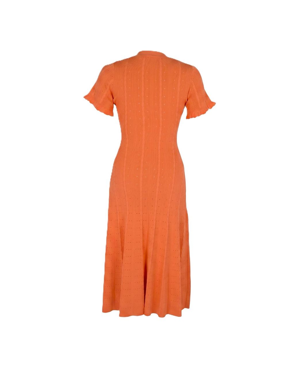 Modenaire Orange Button Front Knit Midi Dress