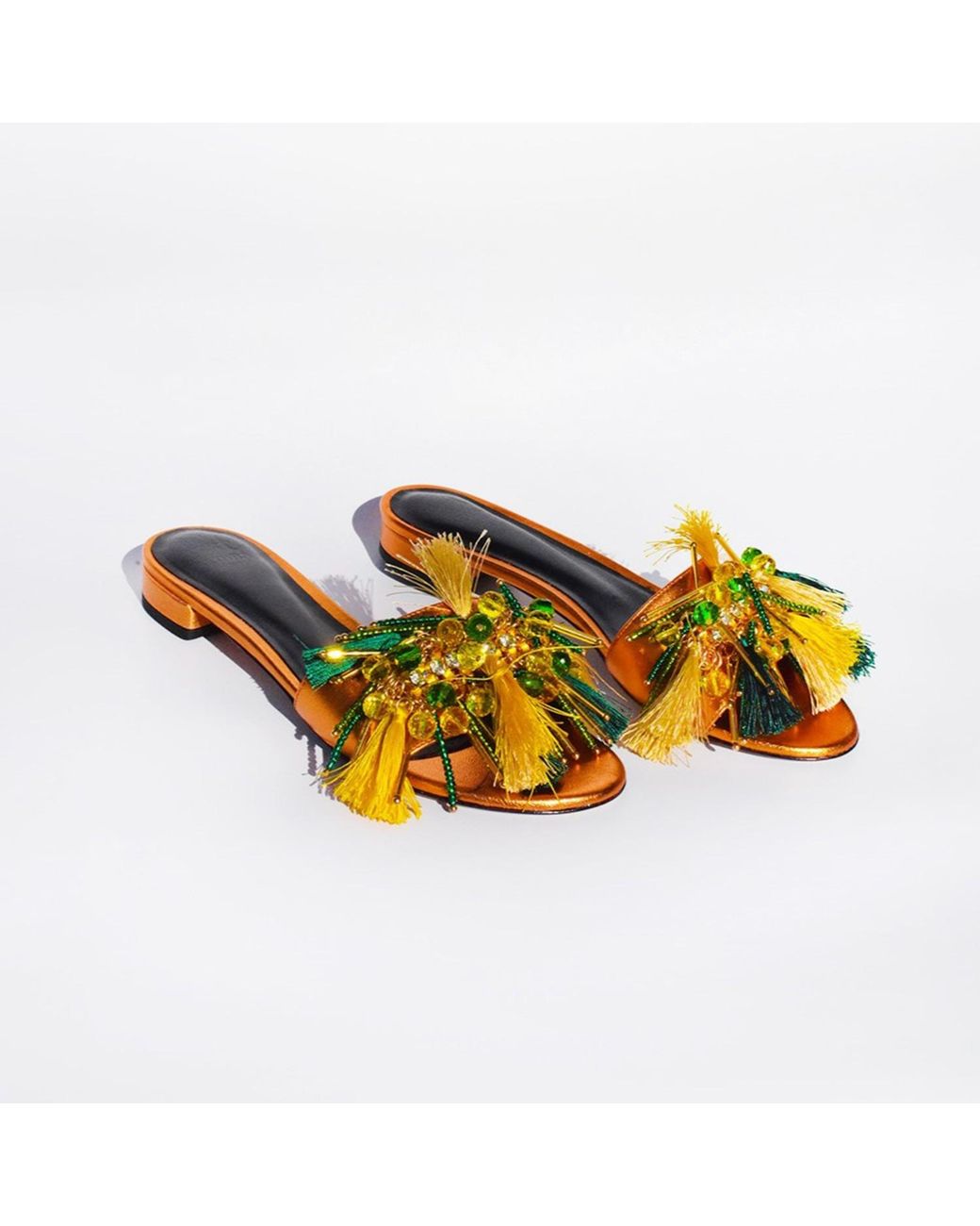 Aethra Shoes Orange Aeetes Embellished Tassel Slides
