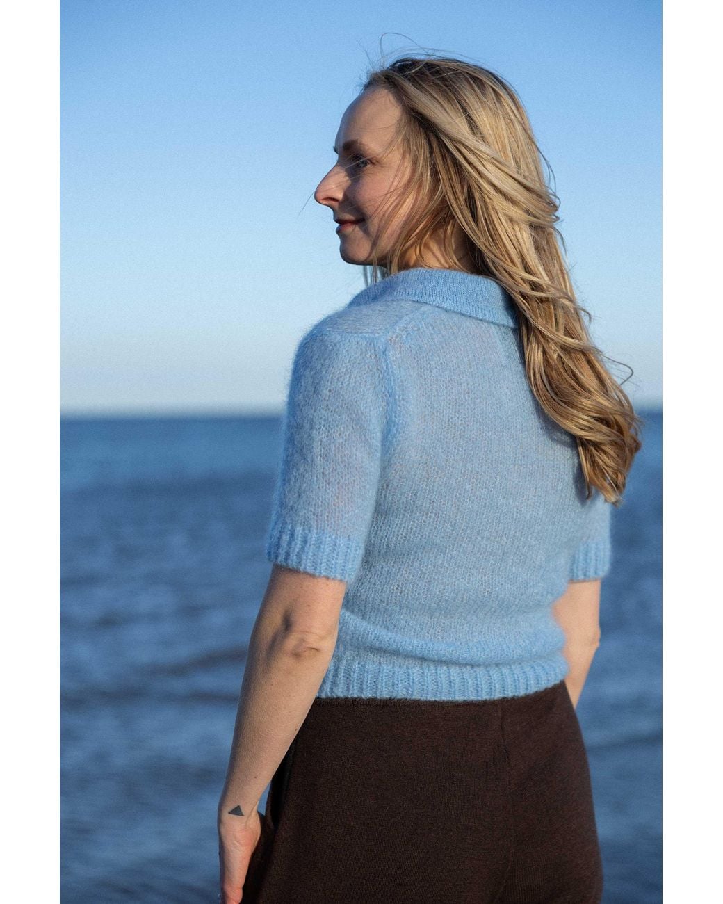 SALANIDA Blue Melody Mohair Polo Top Sky