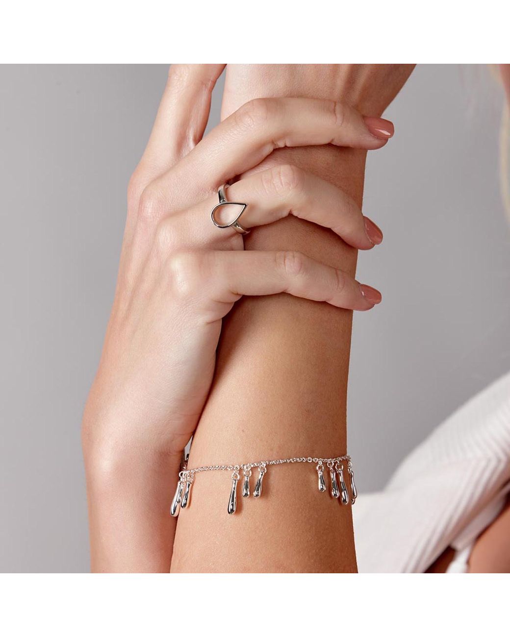Lucy Quartermaine Metallic Solid Sterling Drop Cluster Bracelet