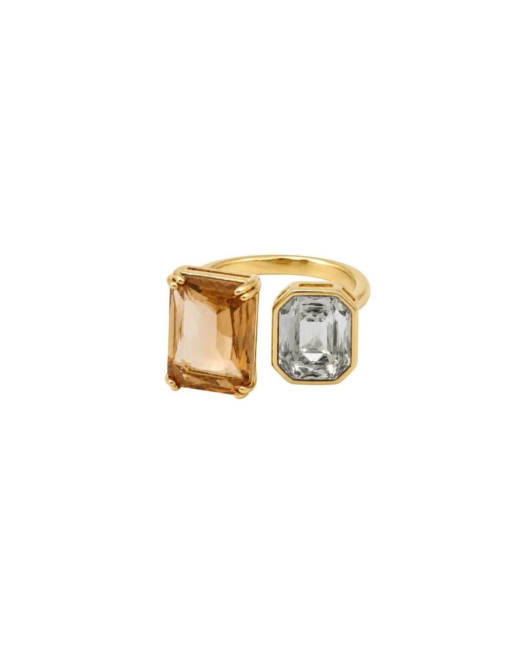 Uchi and Soto Metallic Shikaku Square Stones Open Ring