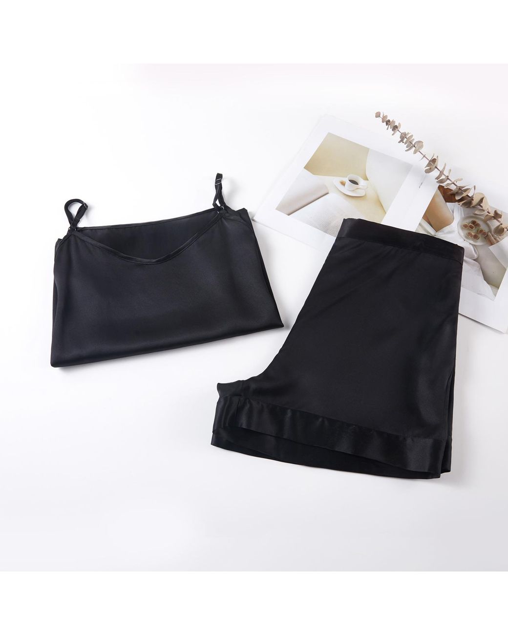 Soft Strokes Silk Black Pure Mulberry Silk Camisole With Adjustable Straps