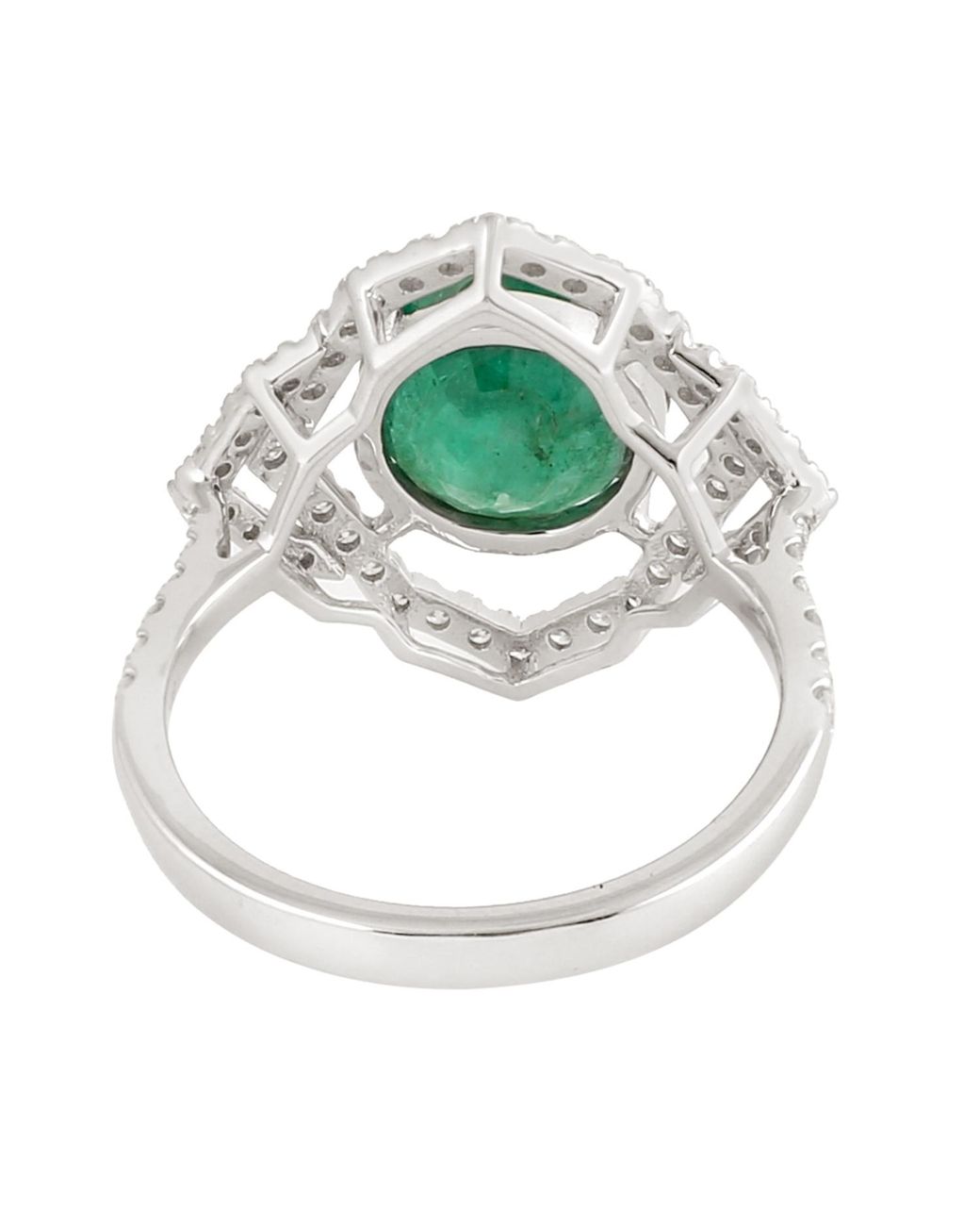 Artisan Green Emerald And Diamond Halo Ring