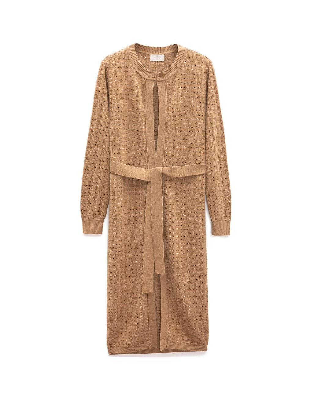 Peraluna Natural Zeyna Openwork Long Cardigan
