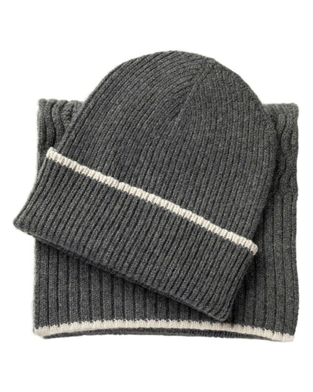 Kinalba Gray Ladies Mid-Weight Ribbed Cashmere Scarf